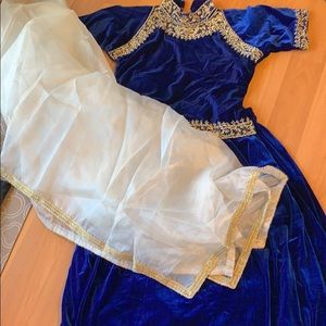 Indian velvet dress (choli, skirt and sari)